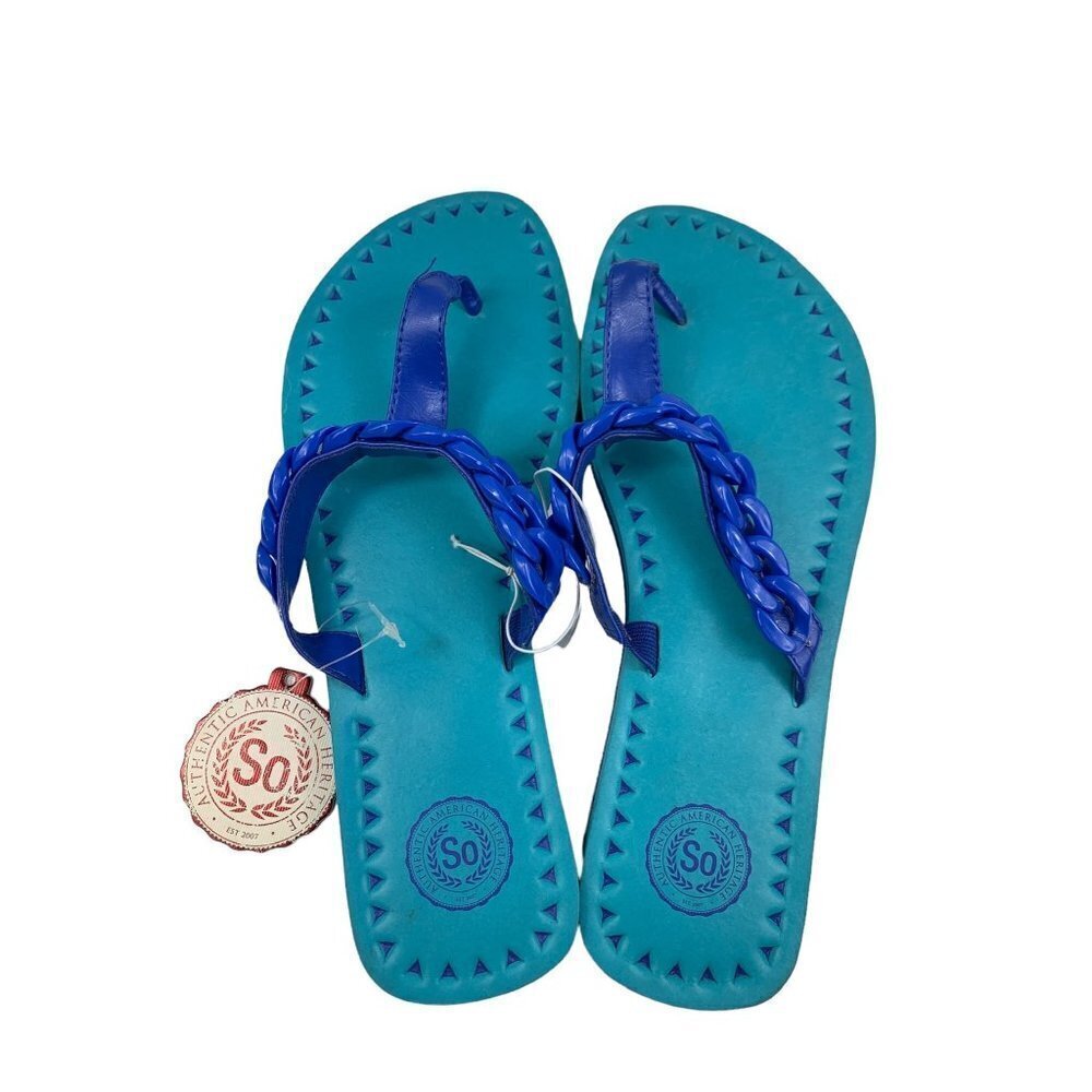 SO Women's Blue on Blue Flip Flops - Picture 2 of 5